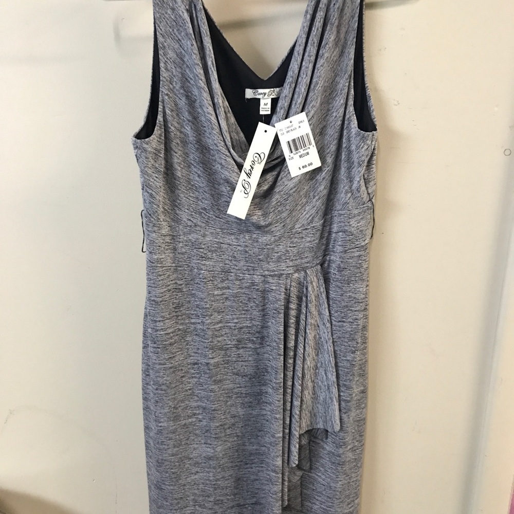 Grey Draping Neckline Dress